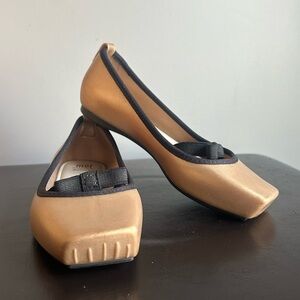 Mel by Melissa Gold Glitter & Black Bow Girls Jelly Ballet Flats Shoes